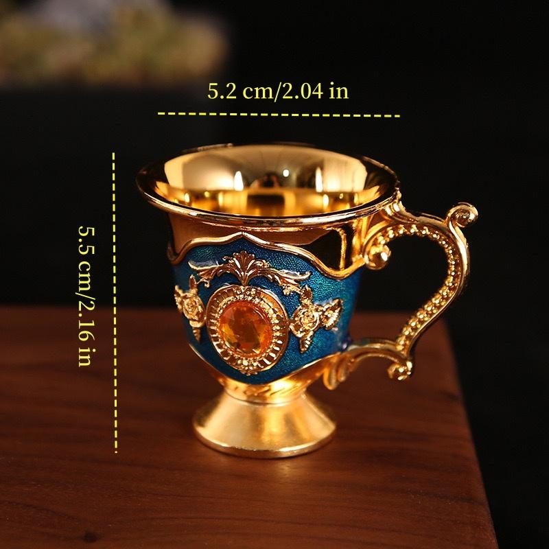 European Mini Wine Glasses, Alloy Portable Spirits Goblet, Vodka Cup, Carved Flower Shape Handle Wedding Decoration, 30ml,1pcs