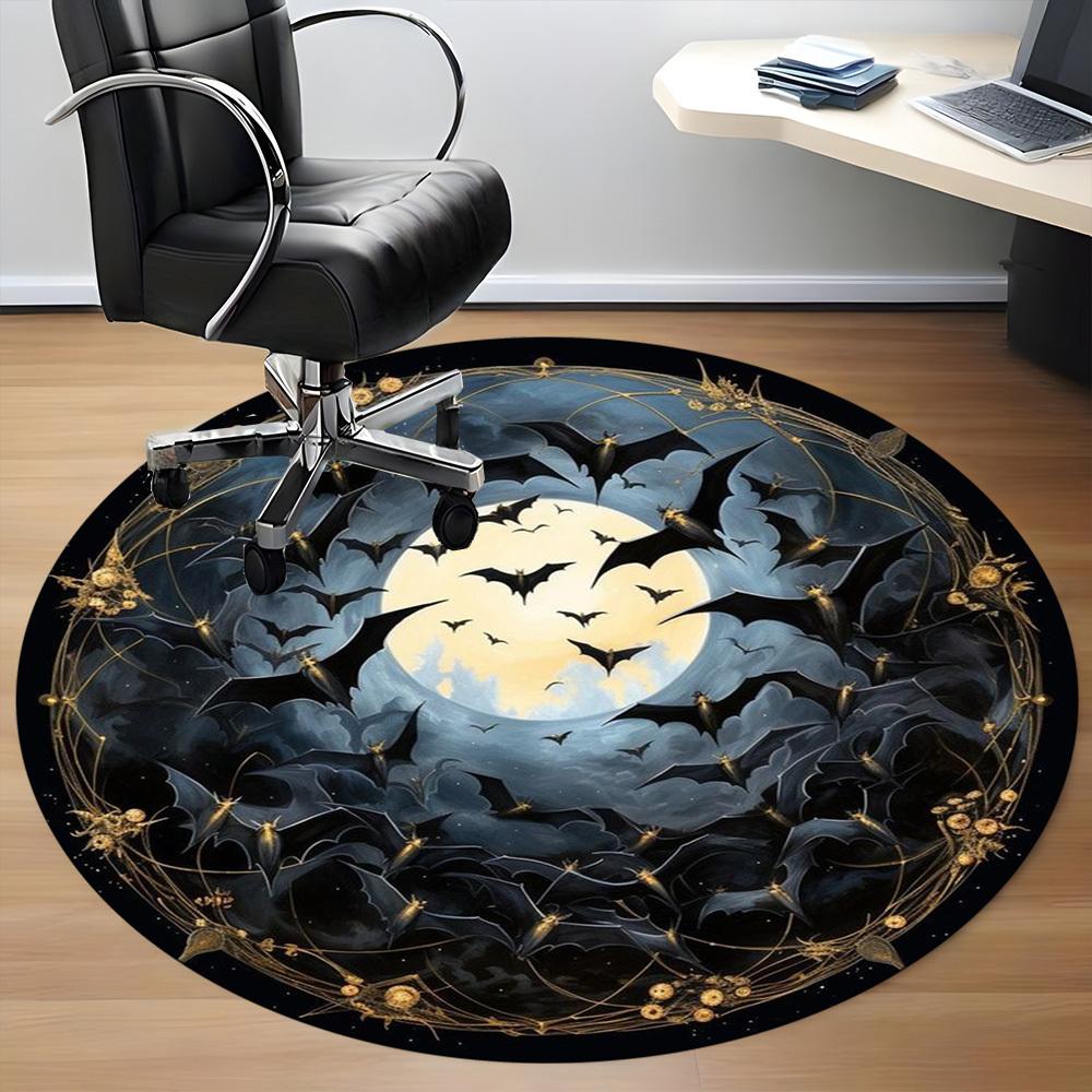 1pc Bat Moon Night Print Chair Carpet for Office Non-Slip Mat for Office - Decorative Floor Mat Yy251030211