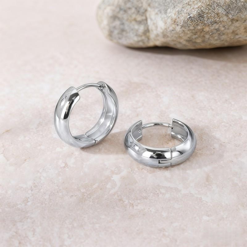 Gold Silver Color Simple Women Round Stainless Steel Earrings Fashion Classic Texture Ear Buckle Female Daily Jewelry
