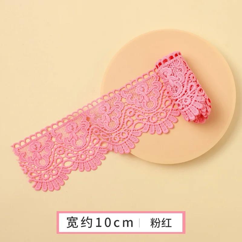 Colorful Hollow Out Floral Embroidered Lace Ribbon DIY Apparel Sewing Fabric 10cm Wide Handmade Crafts Water Soluble Lace Tape