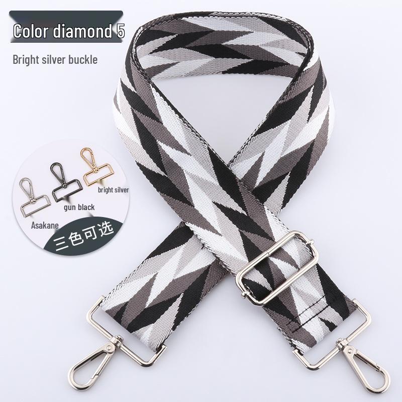 Adjustable 5cm Wide Colorful Diamond Bag Strap - Crossbody & Shoulder Strap Available