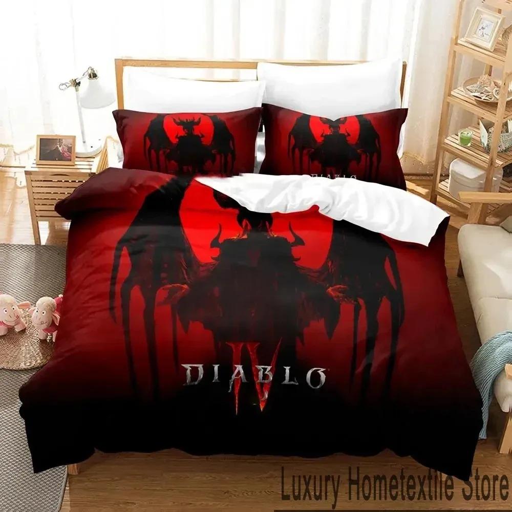 3D Print Diablo IV Game Bedding Set Duvet Cover Bed Set Quilt Cover Pillowcase Comforter King Queen Size Boys Adult Bedding