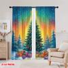 2pcs,2D Plane Printing Contemporary Curtains Christmas Tree Gifts Snowfall 100% Polyester (without Rod) Festive Ldeal for