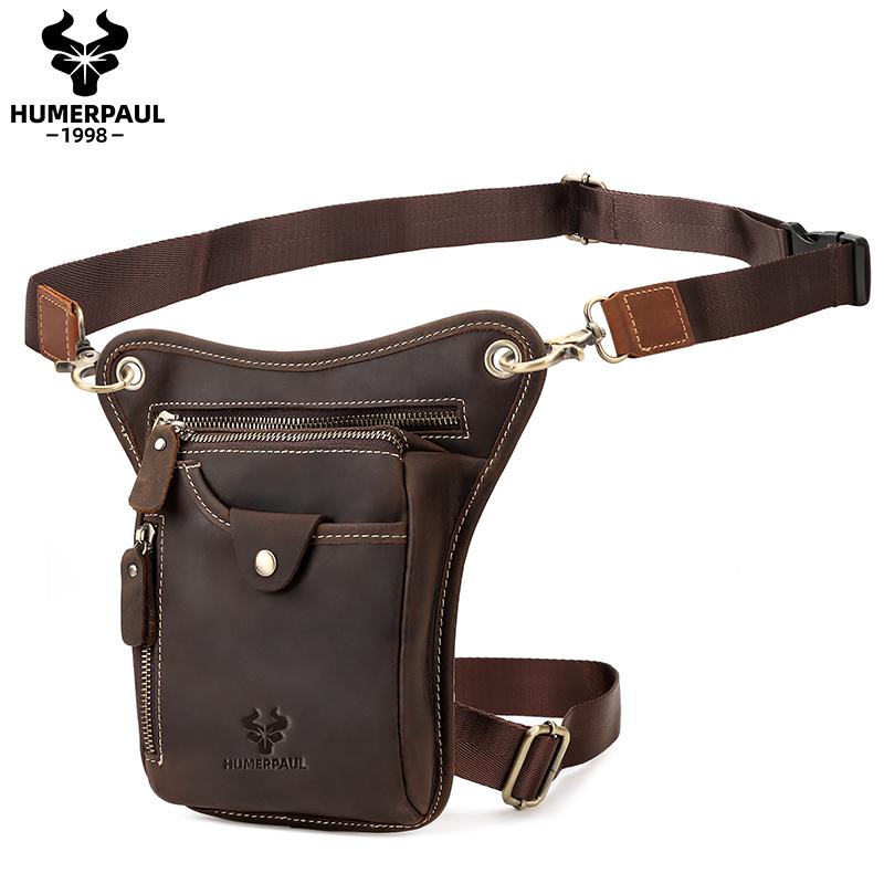 Humerpaul Men Leather Waist Bag Multifunctional Shoulder Bag