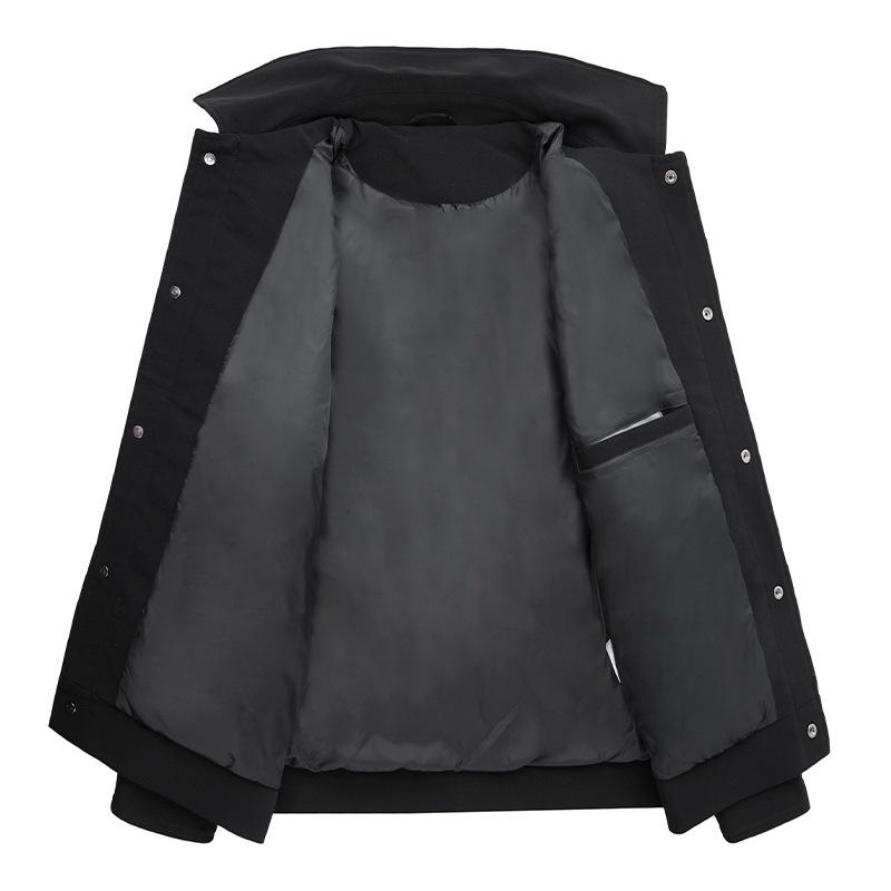 2025 Winter Men's Corduroy Patchwork Lapel Down Jacket - Thick Casual Baseball Style Outerwear