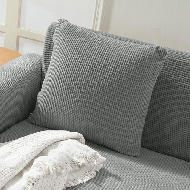 New Design Colors Thick Polar Fleece Sofa Protective Cover Jacquard Solid Printed Pillowcase Cover For Soft Cushion 45x45cm