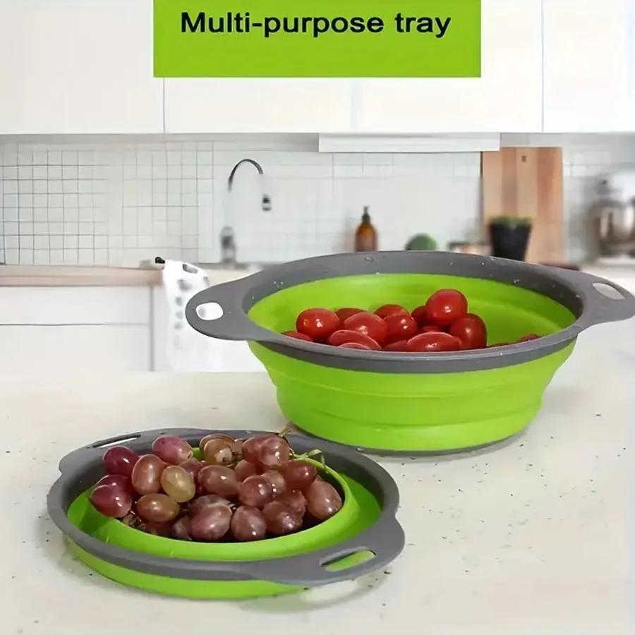 1 st Silikon grönsaks- och frukttvätt- och avrinningskorg tvättkorg Vikbart vattenfilternät Köksredskap