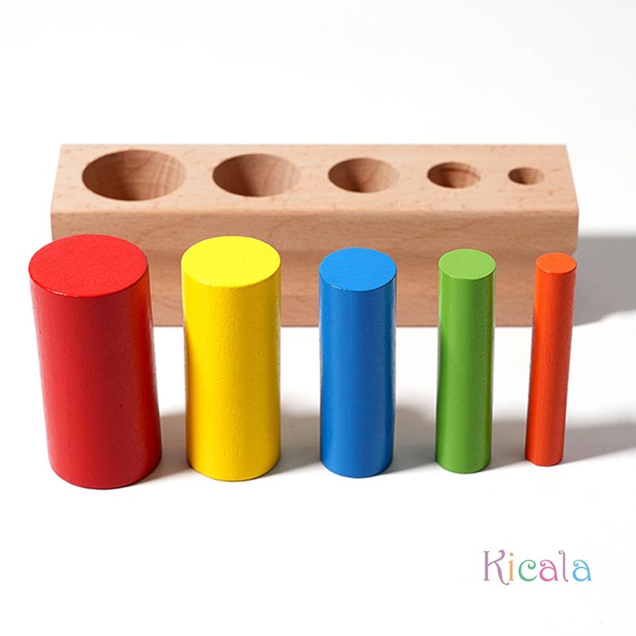 Kids Montessori Toys Wooden Color Cylinder Blocks Size Sorting Puzzle Educational Toy Toddler Fine Motor Skills Learning Toy