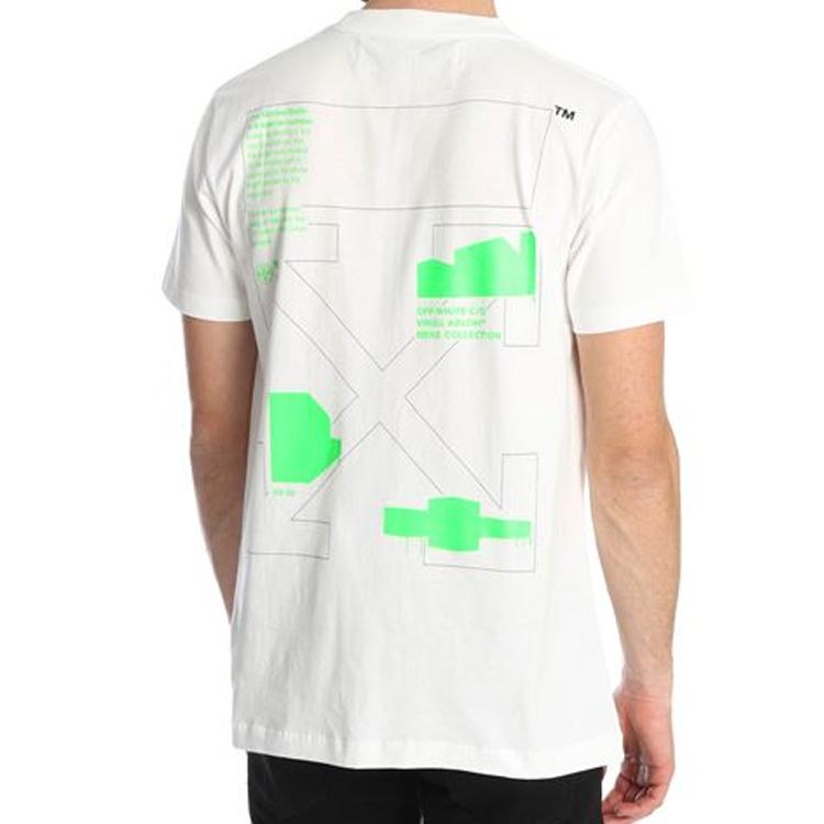 Off-White Eye-Catching Fluorescent Letter Print Short Sleeve T-Shirt Men Tops White OMAA027R201850060145
