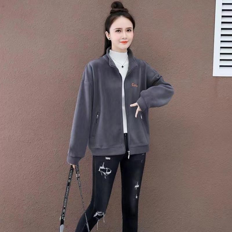 Zipper Loose Coat Women Autumn Winter Jacket Double Velvet Coats Korean Cashmere Warm Outwear Sport Shirt Top
