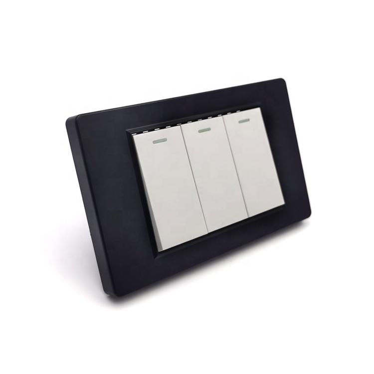 C3 Series Black Frame Middle East 3gang 1way 2way Wall Switch Board