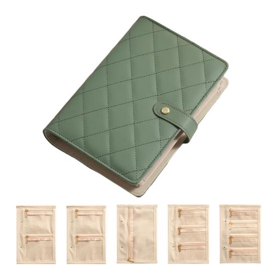 Jewelry Storage Book Set, PU Leather Travel Organizer, with 5 Removable Soft Velvet Pages Design, Jewelry Pouch for Necklaces Rings Earrings