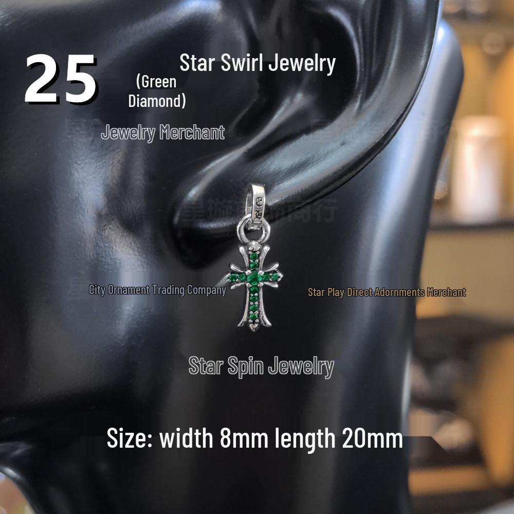 Cercei atârnători New Cross G-Dragon cu diamante colorate pentru bărbați și femei, Cupru alb, Argint thailandez, Ac din argint s925