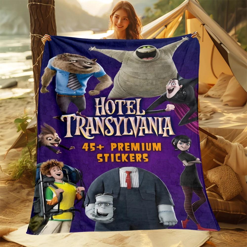 Coperta MINISO Hotel Transylvania con Stampa Cartoon. Coperta Morbida Calda in Flanella Oversize per Tutte le Stagioni. Utilizzabile su Divani, Picnic, Campeggio