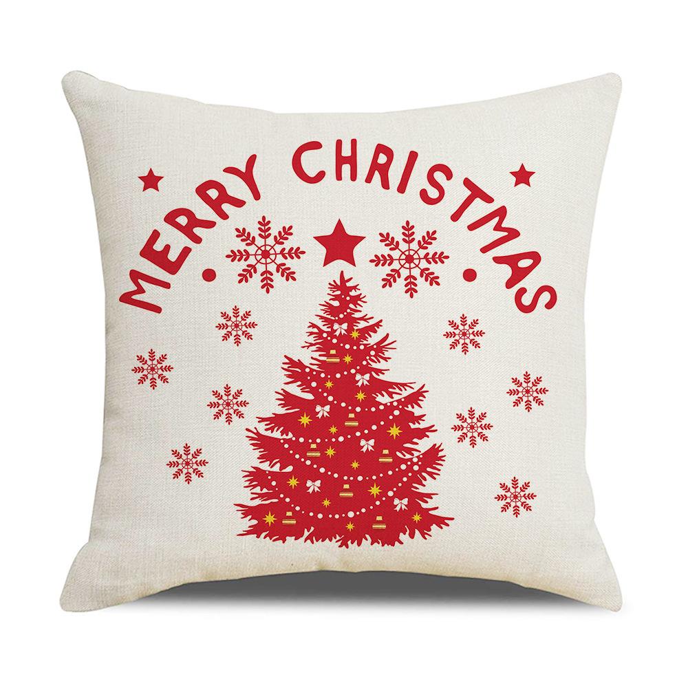 Cartoon Printed Linen Pillow Cover Home Christmas Series Sofa Cushion Cover Cushion Cover