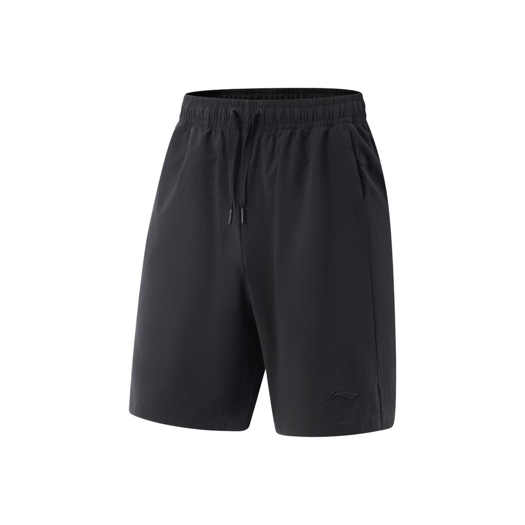 Li-Ning Comfortable Sports Simple Versatile Solid Color Lace-Up Mid-Waist Five-Point Casual Shorts Men Shorts Black AKSV429-2