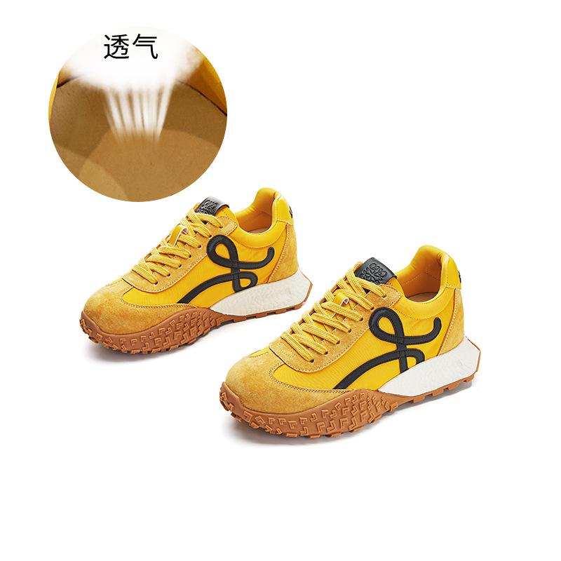 Inner height increase 3cm leather Forrest Gump shoes 2025 spring new thick sole height increase retro sports shoes casual dad shoes