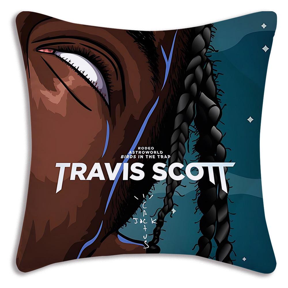 Fashion singer T-Travis Scotts Pillow Covers Cartoon Sofa Decorative Home Double-sided Printing Short Plush Cute Cushion Cover