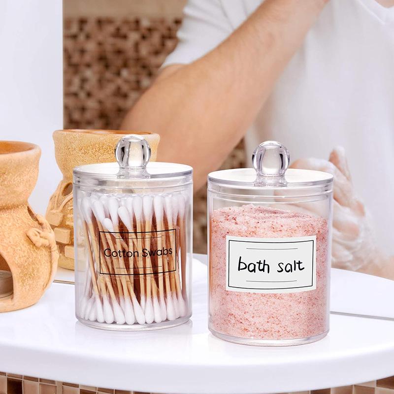 Acrylic Cotton Swab & Makeup Remover Storage Box with Lid - Transparent Square Organizer & Toothpick Holder