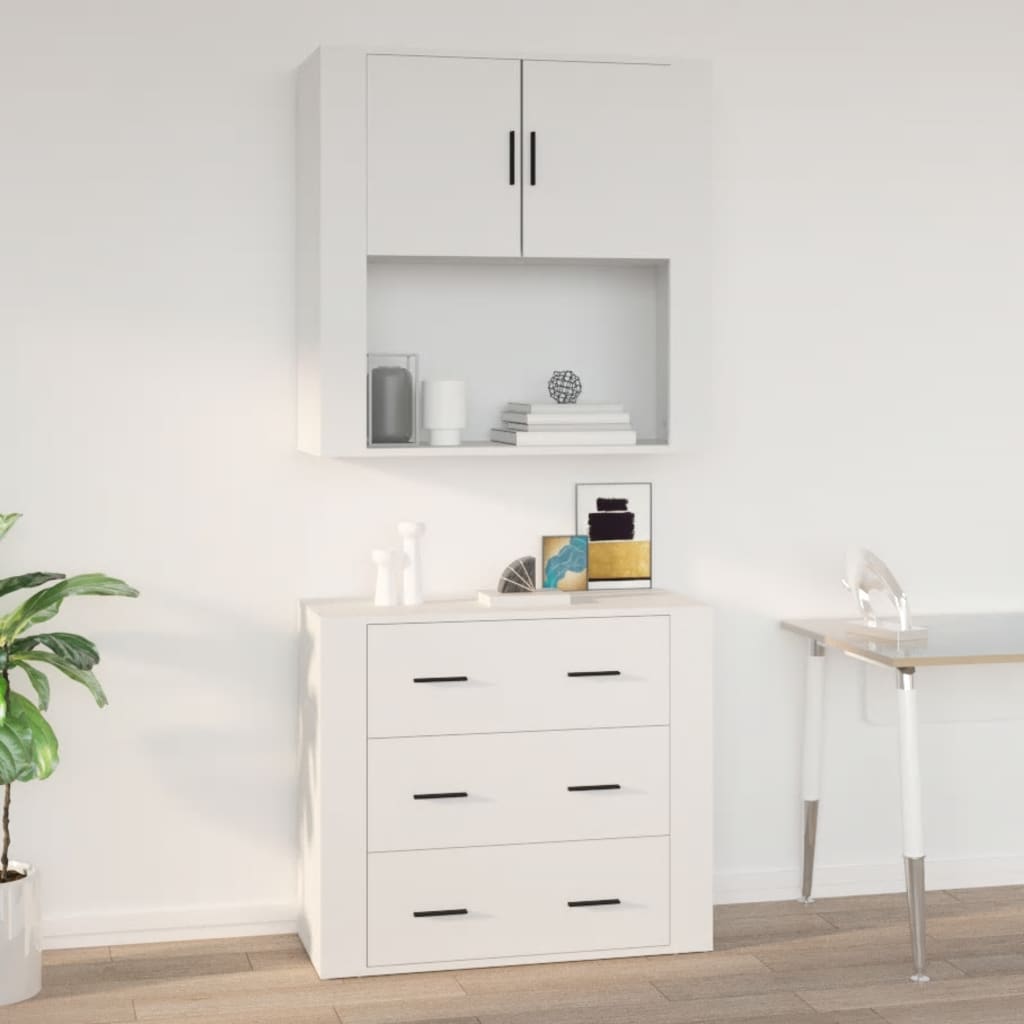 Vidaxl Szafka Ścienna, Biała, 80X33X80 Cm, Materiał Drewnopochodny