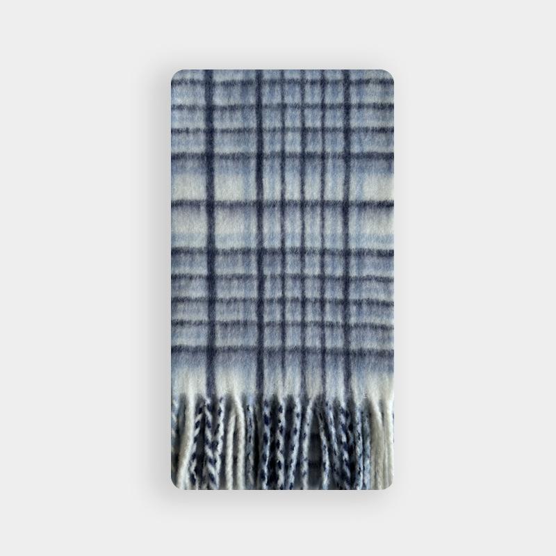 New Zealand Wool Blend Designer Red Plaid Scarf for Women Winter Korean Style Soft Scarf