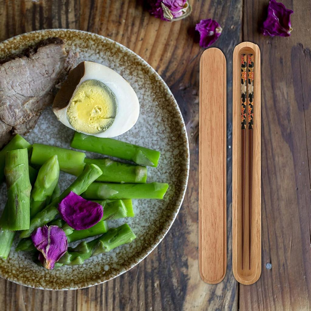 Chopsticks Case Holder for Travel Portable Chopstick Box Reusable Wood Chopsticks Carrying Case Flatware Cutlery Case for Camping Bento Containers