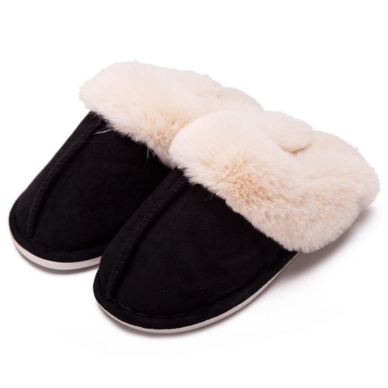 Cotton slippers, thickened warm winter new comfortable home neckline home shoes fluffy indoor winter