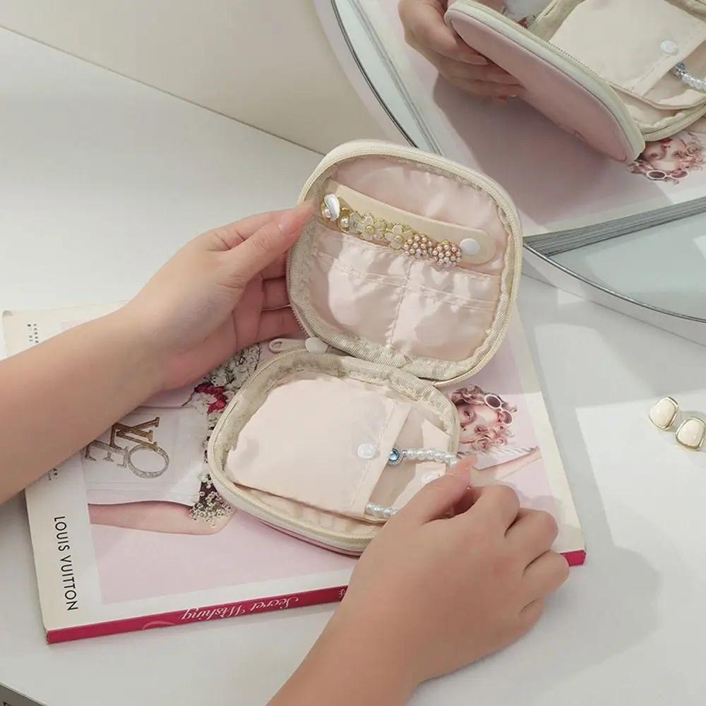1PC Portable Zipper Jewelry Storage Bag Earrings Ring Storage Display Function Jewelry Organizer Jewelry Case Home Storage