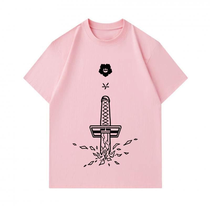 Men's 100% Cotton O-neck Short Sleeve T-Shirt, Cool Samurai Sword Printed Casual Tee, Comfortable Lightweight Daily Wear Top for Men, Summer Loose Fit