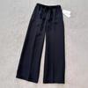 Ice Silk Black Wide-Leg Women's Pants - 2025 Summer Style, New Drapey Straight-Leg, Casual Loose Fit with Sun Protection