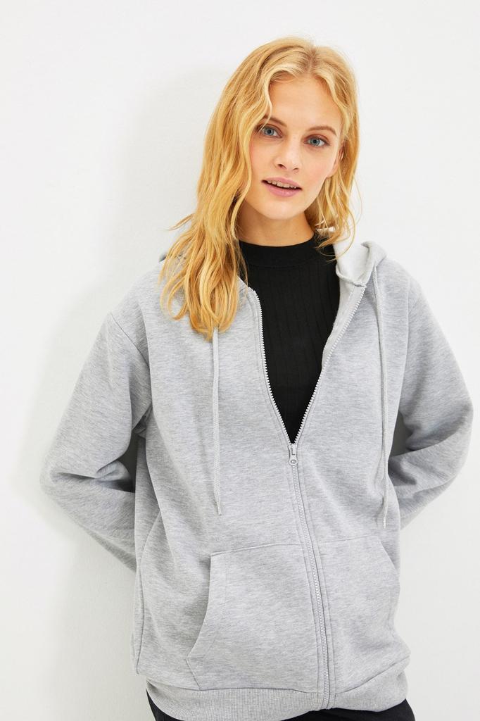 Women's Fashion Navy Blue Hooded Oversize Wide Fit Hooded Thick Fleece Sweatshirt