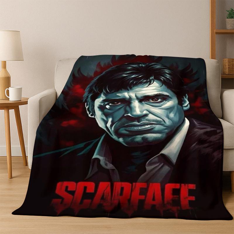 

Scarface Classic Movie Tony Flannel Blanket Soft Warm Blanket Throw Blanket for Bedroom Living Room Bed Travel Picnic Gift kid 75x90cm