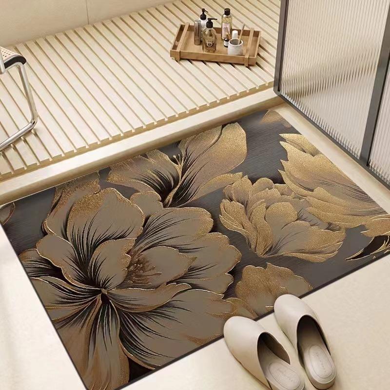 Leichter Luxus Blume Fußmatte Super Saugfähig Diatomeenerde Badezimmer Boden Fußmatte Küchenteppich Rutschfest Hauseingang Veranda Teppiche