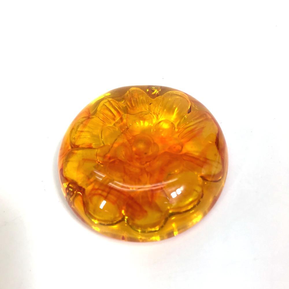Chanel Brand Accessories 96A Camellia Circle Type Brooch Plastic Orange