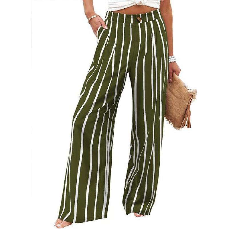 Pantaloni Lunghi Comodi a Vita Alta con Bottoni ed Elastico, Pantaloni Casual Larghi Dritti da Donna, Estate 2026