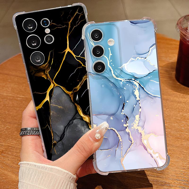 Sandstone Marble Pattern Phone Case For Samsung Galaxy S26 S25 S24 S23 Ultra S22 Plus S21 S24 S25 FE Clear Shockproof Soft Cover