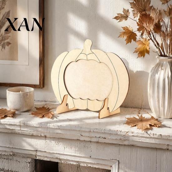 Unfertiger Holz-Fotohalter, Holz-Kürbisrahmen, Halloween-Erntedankfest DIY Bemalbarer Bastelartikel für Kinder, Leere Gedenk-Ausstellungs-Fotohalter