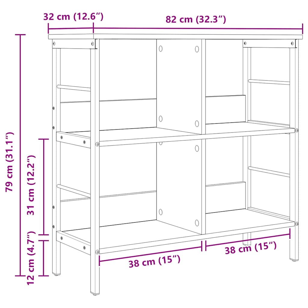 Artisan Oak Bookshelf 32.3  x 12.6  x 31.1  (L x W x H) Engineered Wood