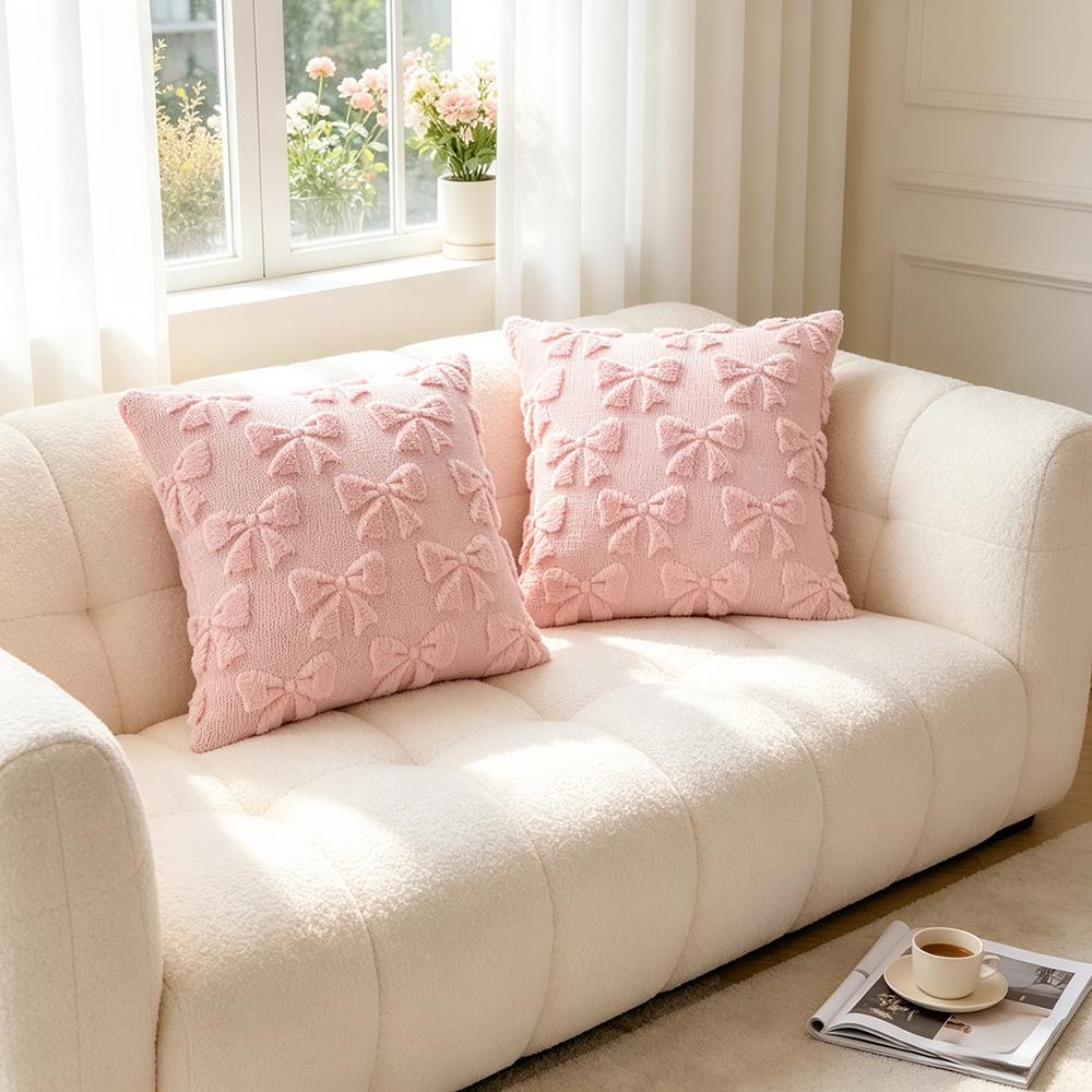 45x45cm/40x40cm Cute Pink Pillow Cover Sweet Girly Throw Pillowcase Insta Style Decorative Cushion Cover for Sofa Bedroom