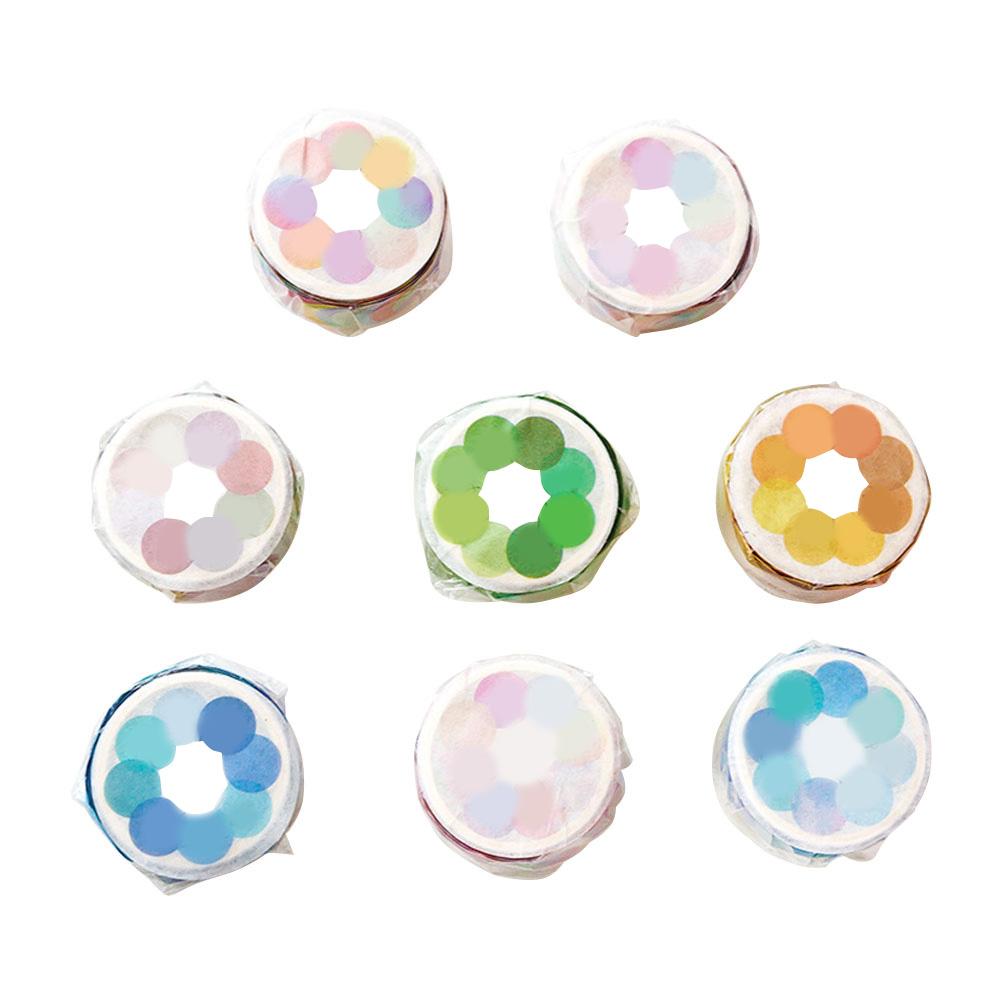 8 Rolls Washi Tape Gift Bag Seal Stickers Round Decorative Dot Scrapbook Accessory DIY Craft Project