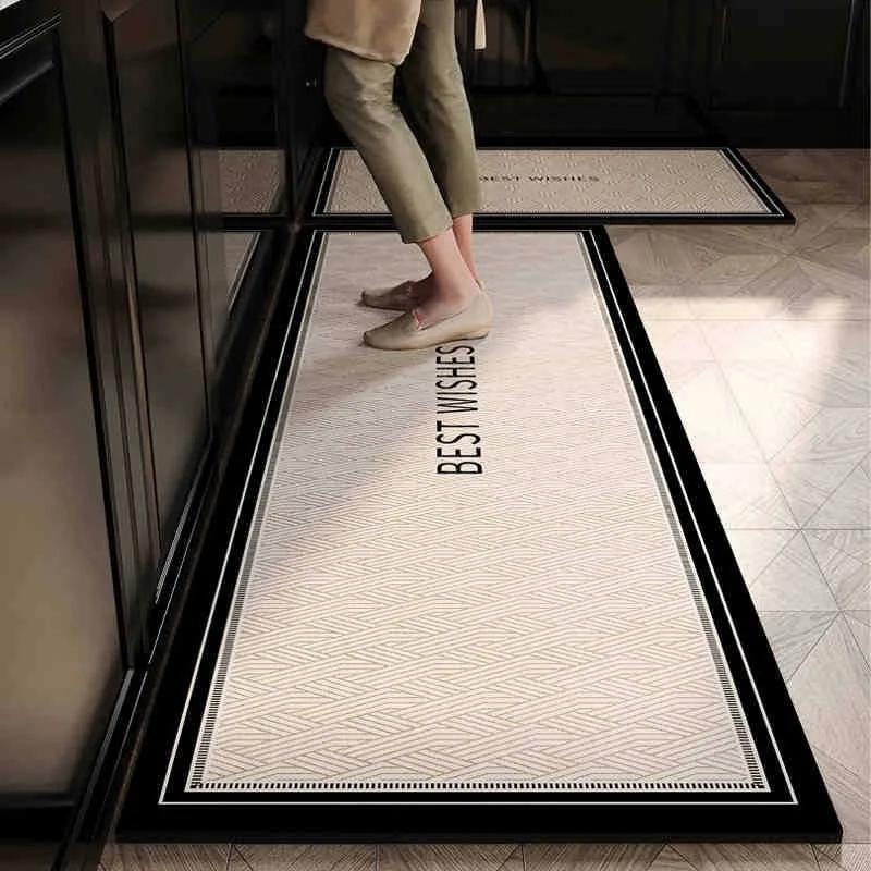 Kitchen Carpet Waterproof Oil-proof Floor Mat Pvc Leather Non-slip Foot Mats Long Strip Home Decoration Rug Alfombra De Cocina