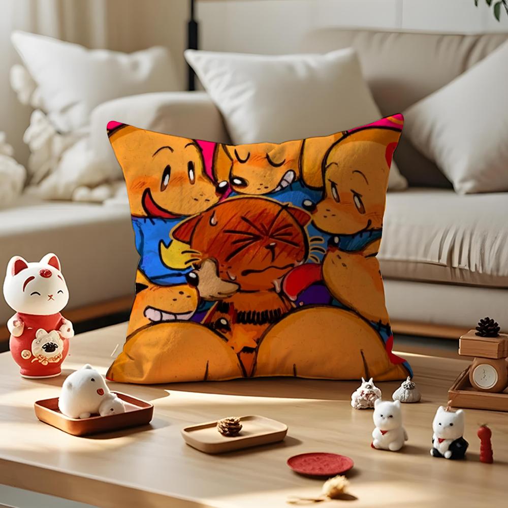 DOG MAN Anime Cushion Cover Anti-dustmite Pillowcase Invisible Zipper Silky Short Plush Sofa Cushion Cover