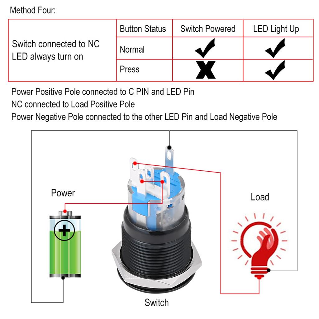 12V Waterproof Car Engine Start Push Button   Ignition Starter Black Zinc Aluminium Alloy