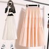 Plus Size Pink Summer A-Line Skirt with Sweet, Slimming Waist-Cinched Layers