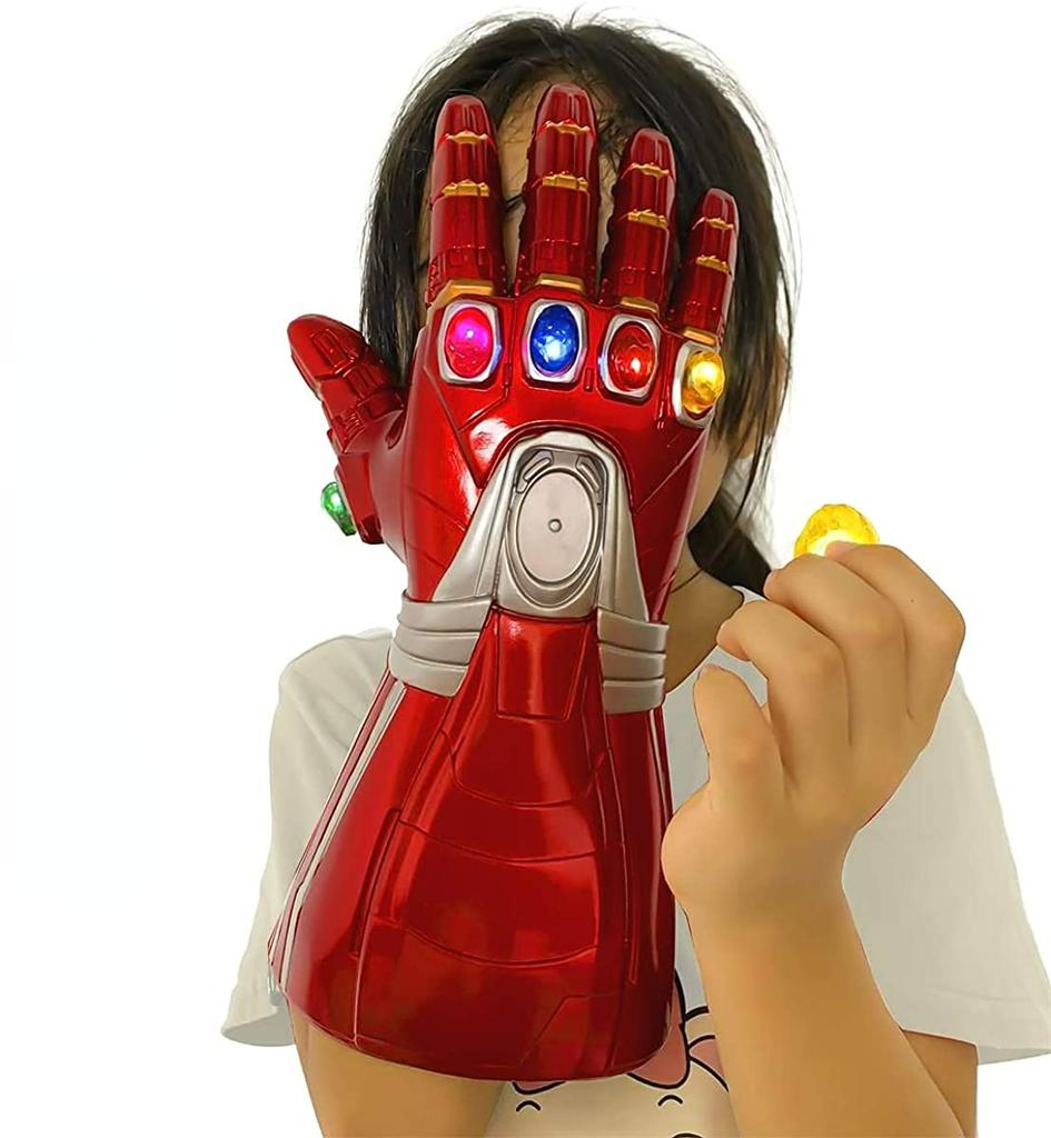 Iron Glove with Light Gem Stone Infinity Gauntlet Infinity Wars Ironm-an Halloween Cosplay Cos Toy for Kids Man Birthday Gift