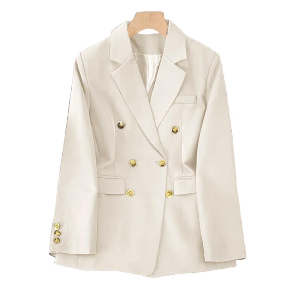 

Двубортное пальто с лацканами Женское V-образный вырез Профессиональные офисные блейзеры Весна Осень M бежевый