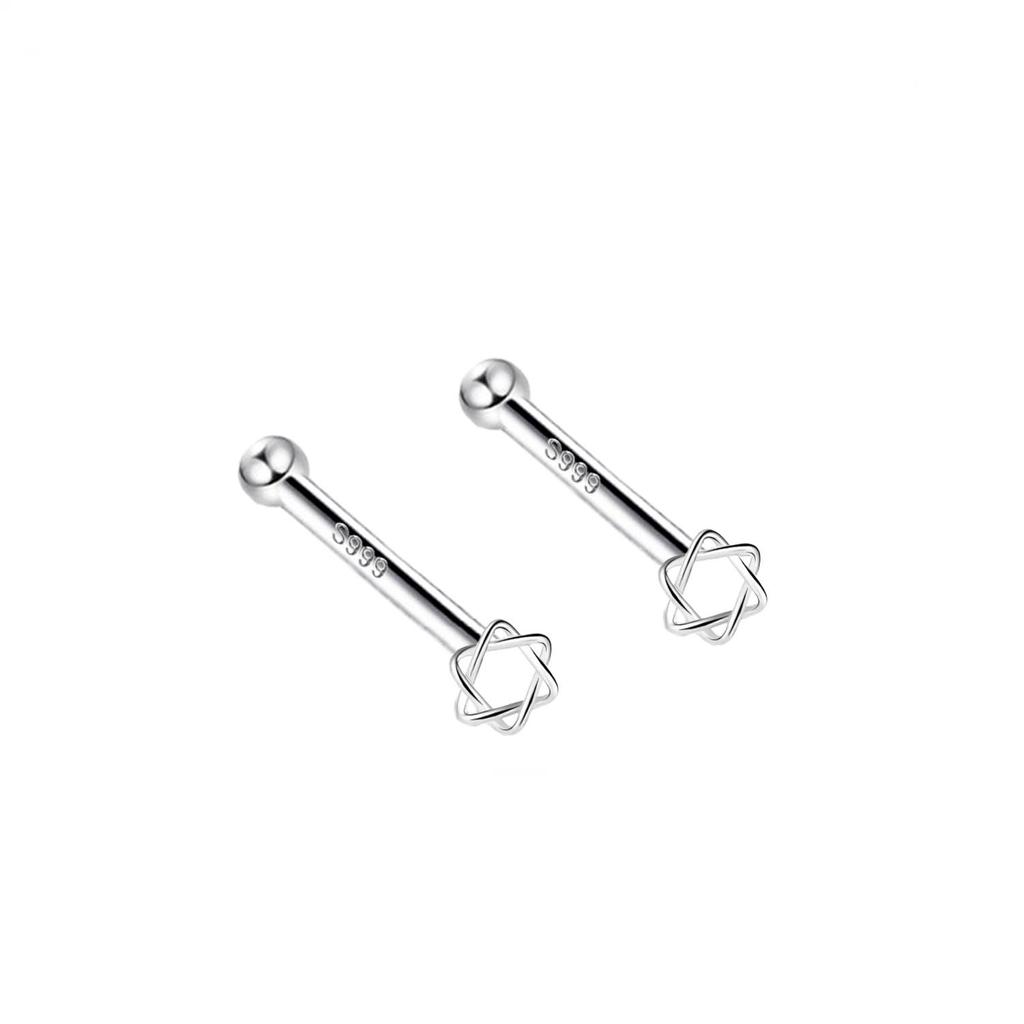 S999 Pure Silver Minimalist Women's Earrings – Small Bean Ear Bone Studs, Anti-Blocking Design for Commuting