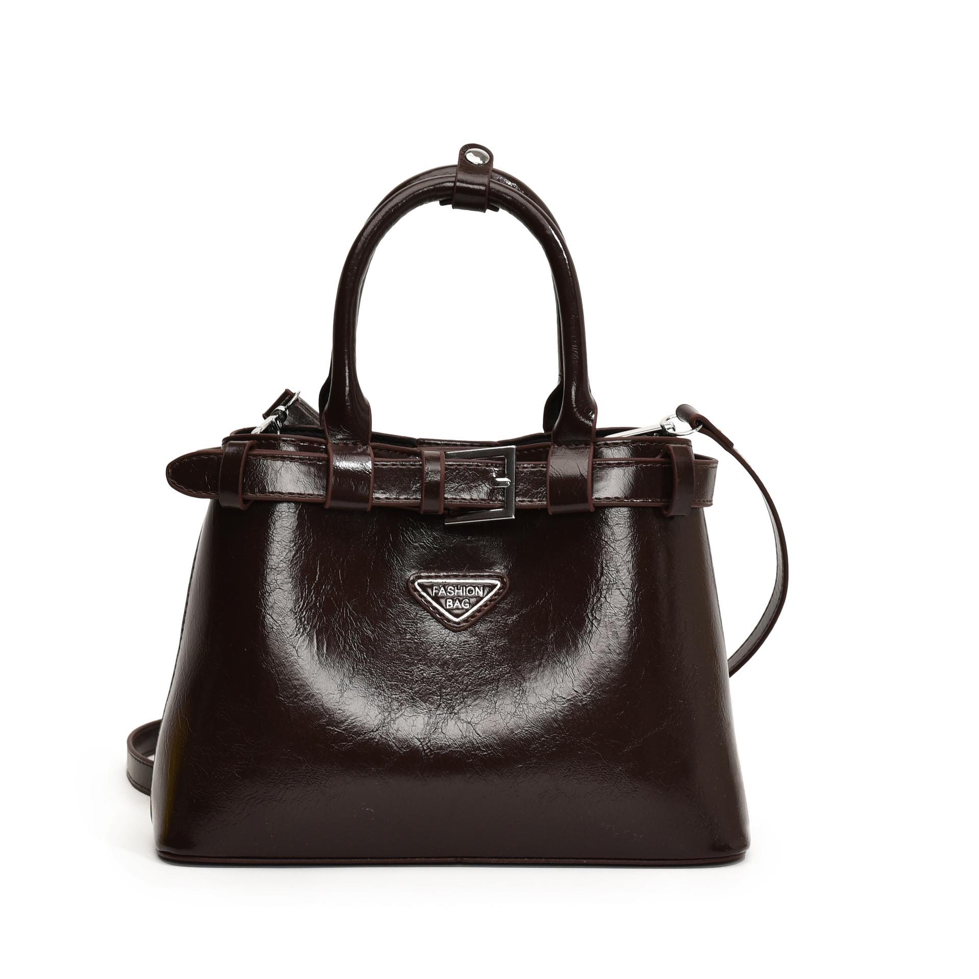 

Ретро-вощена шкіряна сумка - маленька квадратна сумка-мессенджер через плече з прикрасою для ременя для жінок кавовий