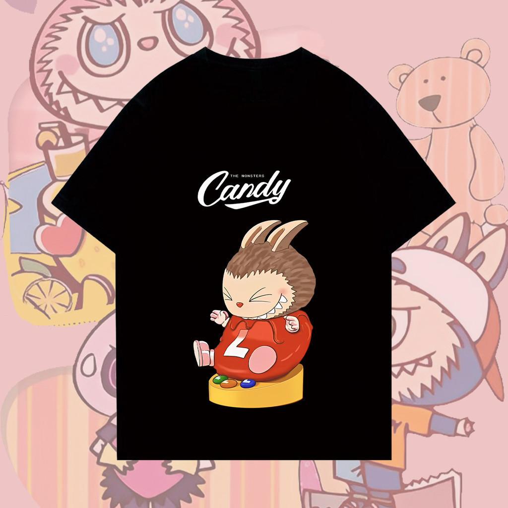 Labubu Cute Cartoon Printed T Shirt 100cotton High Quality Short Sleeves Shirt Baju Top Fashion Trendy Shirt 110 1170₽