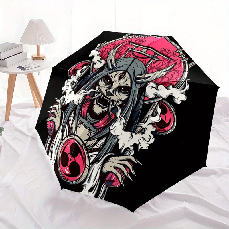 1pc Skull Auto Open/close, All-Season Portable Folding Umbrella for Women & Men, Travel, Everyday, Formal Events - Compact Luxury Parasol, Outdoor Acc